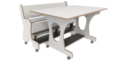 Hoogzit tafel L120 x B80 cm wit met bank Tangara Groothandel voor de Kinderopvang Kinderdagverblijfinrichting